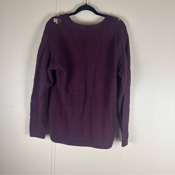 Alfred Dunner Vintage Wool Blend Purple Floral Embriodered Zipup Cardigan Size L - Picture 6 of 6